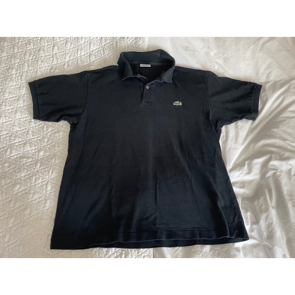 Lacoste Polo Shirt Black Short Sleeve Classic L.12.12 Pique Made in Japan Size 6